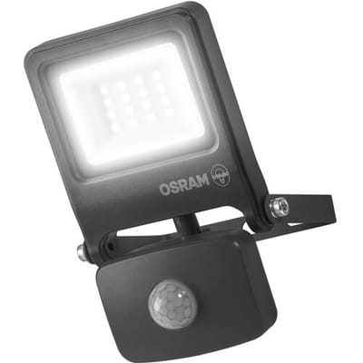 OSRAM ENDURA FLOOD PC 10W LED-schijnwerper met sensor, 4000K, 1000 lumen, IP44-schijnwerper met bewegingsmelder, bereik 9 m, verstelbaar, grijs