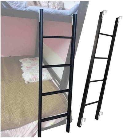 Stapelbedladder - Klimladder Bed - Veilig Omhoog - Verstelbare Gaten - 150 cm Lengte - Zwart