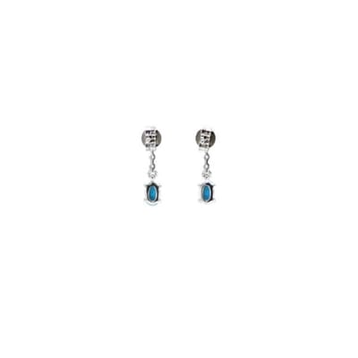 Cavill - Oorbellen Platina-geplateerd 925 Sterling Zilver - 1,115 ct Sleeping Beauty Turkoois Ovaal & Zirkonia - Elegant & Casual