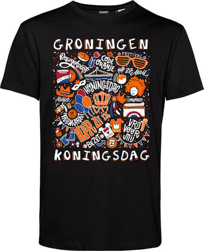 T-shirt Groningen Oranjekoorts | Zwart | maat XS