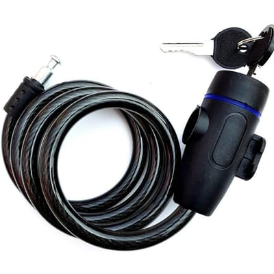 Serrure de vélo universelle antivol avec 2 clés pour câble de corde en acier de serrure de sécurité de moto de vélo black