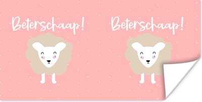 Poster Get well soon - Spreuken - Stippen - Schapen - 120x60 cm