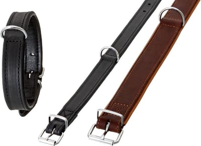 Karlie Flamingo RONDO COLLAR BLACK, 22MM 37CM INTERIEUR Forrado PIEL | 32cm x 22mm