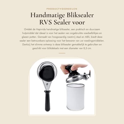 Dailygoods- Blikken Sealer - Handmatig - Roestvrij Staal - Geschikt voor Blikken met Diameter 8.5 cm - Lengte 22 cm - Hoogte 8 cm - Lichtgewicht 482 g - Blikkenopener