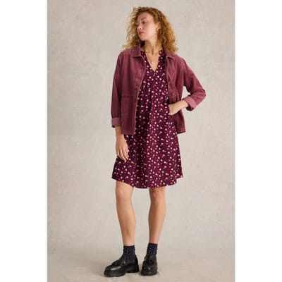 White Stuff Frances Dress Plum Print Maat: 10 | Blousejurken Outlet | Dames | Paars