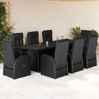 vidaXL 9-delige Tuinset poly rattan zwart