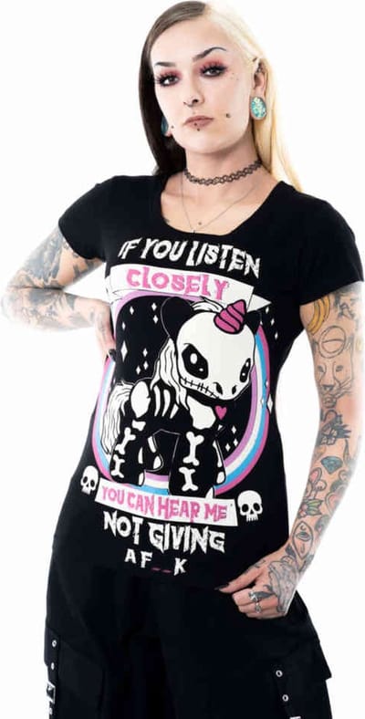 Cupcake Cult - Unicorn Listen Closely Dames T-shirt - S - Zwart