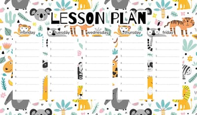 Wallvy Serie - Magnetische Lessenplanner - Zoo Avontuur - 30x17,5CM - Drooguitwisbare Marker