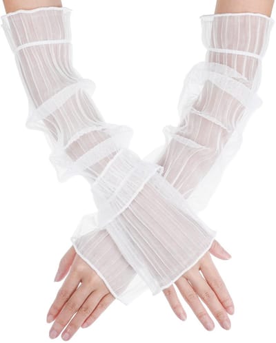 Dailygoods- Handschoenen Vingerloos - Mesh Handschoenen - Lange Arm Mouwen - Ruches - Polyester - Elegant Design - Armmouwen