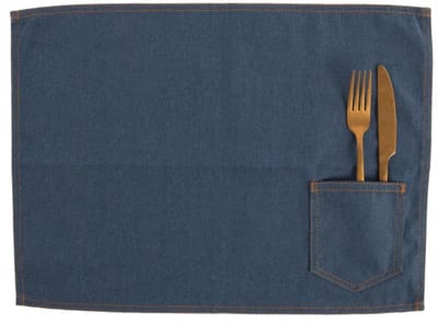 Tiseco - Placemat INDIGO - SET/4 - Gerecyclede jeans - Rechthoek - 33x45 cm, blauw