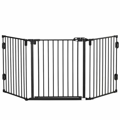 Hondenhek met Automatische Deur - ROLIPO - Verstelbaar - Klapbaar - 3 Panelen - 202,5x76 cm - Perfect voor Trappen en Kamers