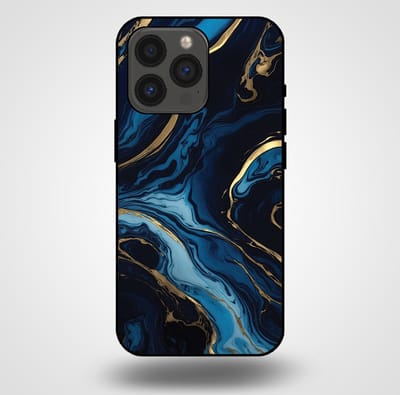 Smartphonica Telefoonhoesje voor iPhone 13 Pro met marmer opdruk - TPU backcover case marble design - Goud Blauw geschikt voor iPhone 13 Pro