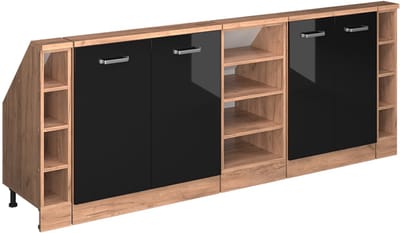 Vicco R-Line Keukenkast voor schuine wand – 210 cm Set van 5 Eiken hoogglans zwart/goud