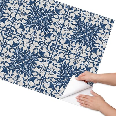 Coloray Meubel Wrap Folie - Blauw Meubelfolie - 75x150 cm - Plakfolie Meubels Decoratieve tegels - Decoratiefolie Zelfklevend - Klassiek Meubelfolie - Meubelfolie Zelfklevend - Badkamer decoratie - Achtergronden en patronen