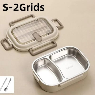 304 Roestvrij Staal Thermisch Geïsoleerde Lunchbox met Soepkom Servies Kantoor Draagbaar Grote Capaciteit BentoBox Voedselcontainer gray