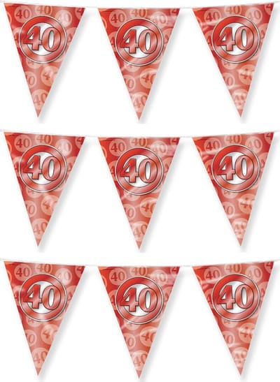 Paperdreams jubileum 40 jaar getrouwd vlaggetjes - 3x - feestversiering - 10m - folie - dubbelzijdig