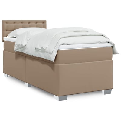 vidaXL - Boxspring - met - matras - kunstleer - cappuccinokleurig - 80x200 - cm