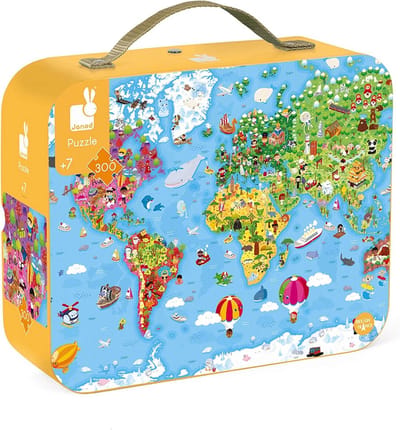 Kinderpuzzel Wereld - Educatieve Legpuzzel - Wereld Ontdekken - 300 Stukjes - 99 x 69 cm - Meerkleurig
