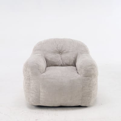 Zitzak met Armleuningen - Faux Fur Loungestoel - Schuimvulling - Woonkamer & Slaapkamer - Lichtgrijs