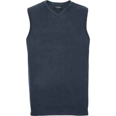 Russell Collectie Heren V-hals Mouwloos Gebreide Trui-trui-top / Trui-trui (Franse marine)