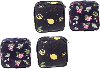 Opbergtassen Maandverband - Menstruatiezakjes Compact - Privacy Bescherming - Glad Ritssluiting Ontwerp - 4 Stuks 13 cm - Citroen