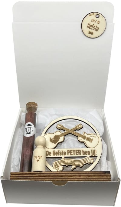 Geschenkbox liefste PETER | GITAAR | HELD | liefste peter | peter vragen | peter worden | peetoom vragen | peettante worden | cadeau | geschenkdoos | giftbox | allerliefste peter