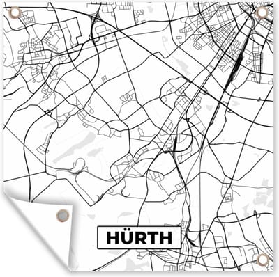 Tuin poster Plattegrond - Hürth - Kaart - Stadskaart - 200x200 cm - Tuindoek
