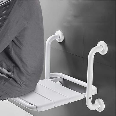 Inklapbare antislip douchestoel voor wandmontage - verstelbaar in hoogte - tot 150 kg - voor senioren en gehandicapten - wit douchestoel