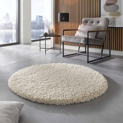 Rond hoogpolig vloerkleed - Shaggy Prime crème 200