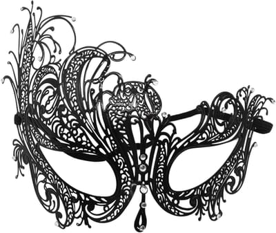 longziming -Veneziaanse Maskerademask - Metaal - Licht En Buigbaar Met Strassstenen - 1 Stuk - Feestelijke Gelegenheid Zwarte