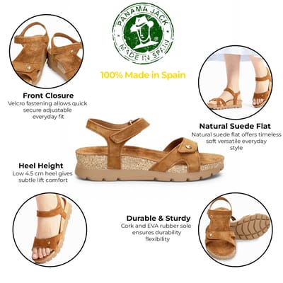 Panama Jack Dames Wedge Bark Bruine Suède Leren Platform Sandals - Sulia B26