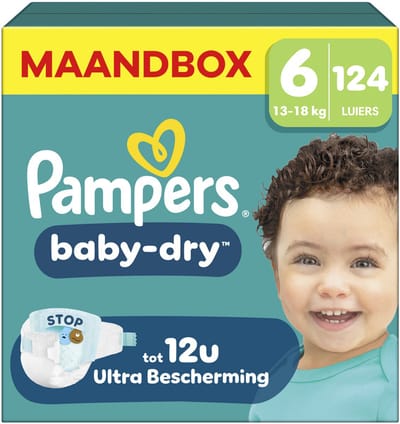 Pampers Baby-Dry Luiers - Maat 6 (13+ kg) - 124 stuks - Maandbox