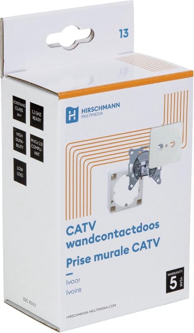 Hirschmann 695020585 Catv Wandcontactdoos 30 Db 2 Uitgangen Metaal