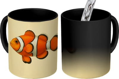 Magische Mok - Foto op Warmte Mokken - Koffiemok - Vis - Oranje - Strepen - Magic Mok - Beker - 350 ML - Theemok
