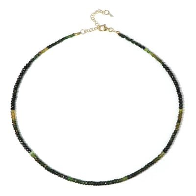 Cavill - Zilveren Halsketting Verguld 925 Sterling Zilver - 52,36 ct Facetgeslepen Chroom Toermalijn uit Tanzania - Luxe Sieraad met Fancy Kralen