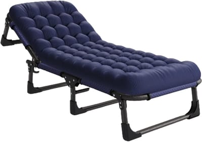 Draagbaar opvouwbaar campingbedje, verstelbare chaise loungestoel met 5 standen voor buiten, kamperen, zwembad, strand, terras, gazon, zonnebaden en kantoorgebruik