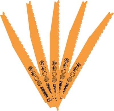 Dewalt Reciprozaagblad Universeel Dt2406-qz - 203mm - 5-10tpi - Bi-metaal - 5 Stuks