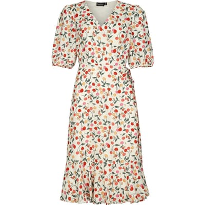 Voodoo Vixen - Rockabilly Midi-jurk - Colorful Cherries Wrap Dress - XS tot XXL - voor Vrouwen - meerkleurig