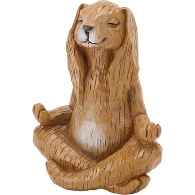 Meditatie Konijn Beeldje Hars Schattige Dier Vorm Yoga Houding Konijn Standbeeld voor Woonkamer Kantoor Tuin brown