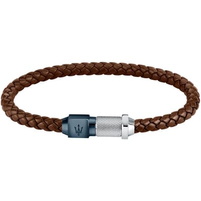 Maserati Bijoux Bracelet En Cuir Recyclé Et Acier Inoxydable JM223AVE15- Pour Homme brown