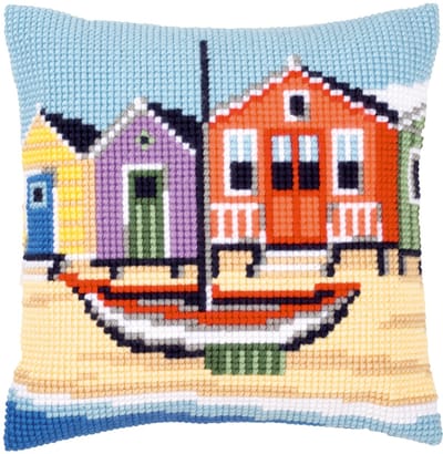 Vervaco - Kruissteekkussen kit - Aan de kust - PN-0145640 - Borduren - Borduurpakket - Borduurpakket volwassenen - Borduurpakket kind