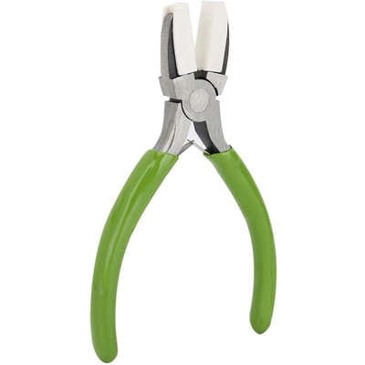 Pince à bec plat à mâchoires en plastique Outil de bricolage pour la fabrication de bijoux, le traitement et la réparation white