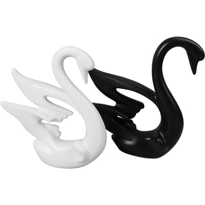 2 Stuks Zwaan Beeldje Zwart Wit Gladmakend Keramiek Stabiele Basis Eenvoudige Moderne Zwaan Decoratie voor Slaapkamer white
