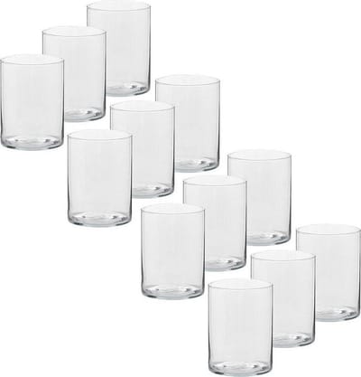 Trend Candles Theelichthouder - 12x - transparant - glas - hoog model - 5,5 x 6,5 cm - Glazen kaarsenhouders - Woondecoraties