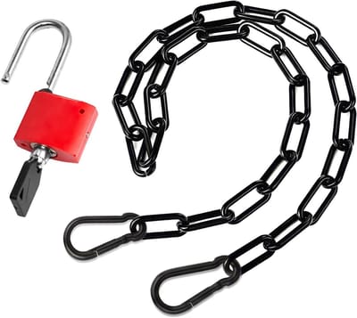 Robuuste zwarte stalen ketting van 51 cm met karabijnhaak, veiligheidsketting, metaal ketting en lock