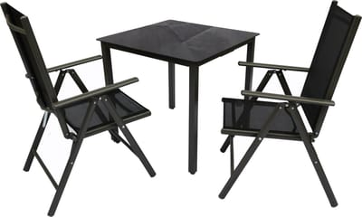 Tuinset aluminium glazen tuinset zitgroep eetgroep tafel stoelen 80 SW