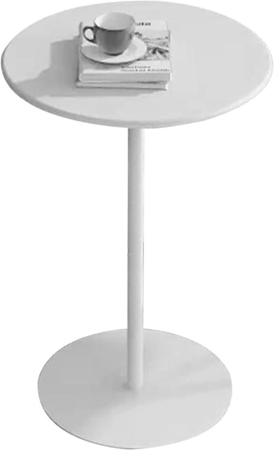 Ronde salontafel - Hoge tafel - Koffie drinken - Stevig metalen frame - 70x70x72cm - Wit mat