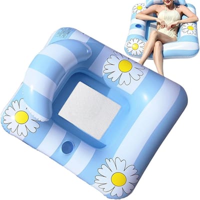 Zwembad Hangmat - Drijvende Lounger - Ontspannen in Water - Geperforeerd Mesh Centrum - 98x86 cm - Blauw