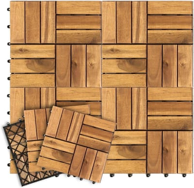 Houten Terrasvloer - Buiten Tegels - Balkon Verfraaien - Klik Systeem - 4 m² - Houtkleur
