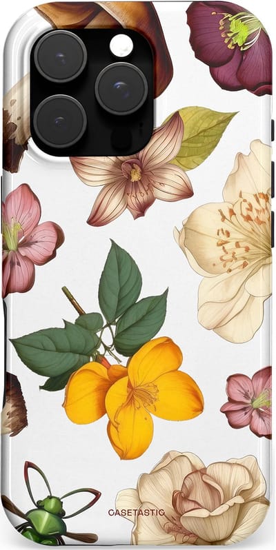 Casetastic hoesje geschikt voor Apple iPhone 16 Pro - MagSafe - Dubbellaagse bescherming - Betovering in het bos - Fashion Case - Wit Taupe Donkergroen Perzik